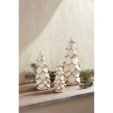 Mud Pie Gold Ceramic Tree - Festive Holiday Decor Piece