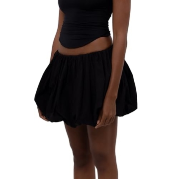 Women Y2K Bubble Skirt High Waist Ruffle Hem A Line Pleated Mini Short Skirt Teen Girls Puffy Short ...