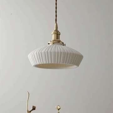 Elegant Modern Ceramic Pendant Light with Brass Accents