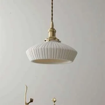 Elegant Modern Ceramic Pendant Light with Brass Accents