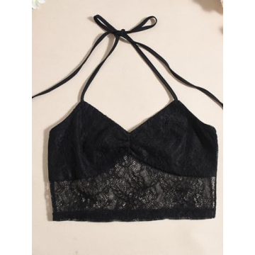 Sexy Lace 2-Piece Set Women Halter Top Low Rise Pants