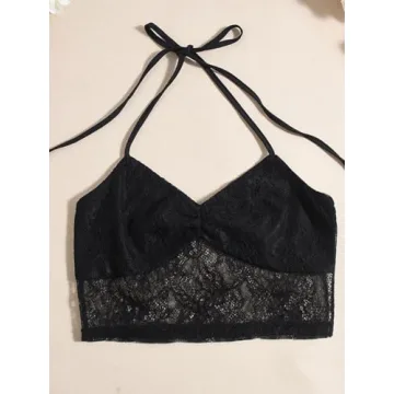 Sexy Lace 2-Piece Set Women Halter Top Low Rise Pants