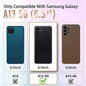 Likiyami (3in1 for Samsung Galaxy A13 5G Case Heart Women Girls Cute Girly Aesthetic Trendy Luxury Pretty with Strap Stand Plating Love Hearts Cover+Screen+Chain for A13 5G -6.5''