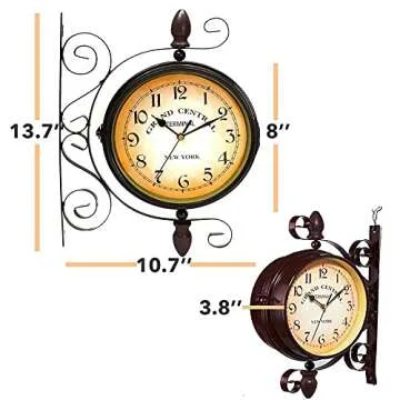 BELMAKS Vintage Double Sided Wall Clock for Home Decor