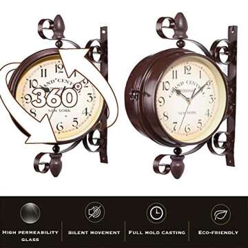 BELMAKS Vintage Double Sided Wall Clock for Home Decor