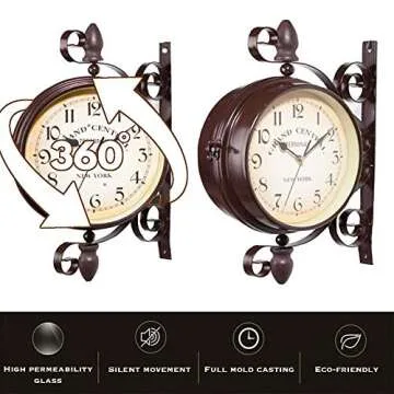 BELMAKS Vintage Double Sided Wall Clock for Home Decor