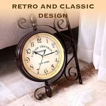 BELMAKS Vintage Double Sided Wall Clock for Home Decor