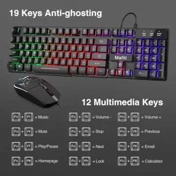 mafiti RK101 Computer Keyboard Mouse Combo Wired, RGB Backlit USB Keyboard for PC Mac Laptop Desktop, Gaming Office