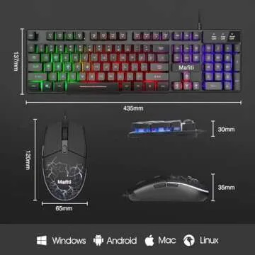 mafiti RK101 Computer Keyboard Mouse Combo Wired, RGB Backlit USB Keyboard for PC Mac Laptop Desktop, Gaming Office