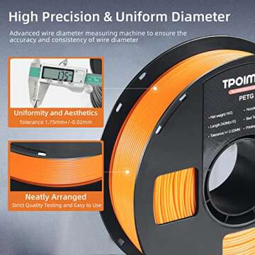 TPOIMNS 3D Printer PETG Filament for Durability and Quality