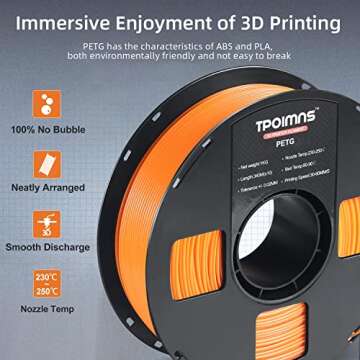TPOIMNS 3D Printer PETG Filament for Durability and Quality