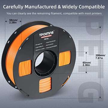 TPOIMNS 3D Printer PETG Filament for Durability and Quality