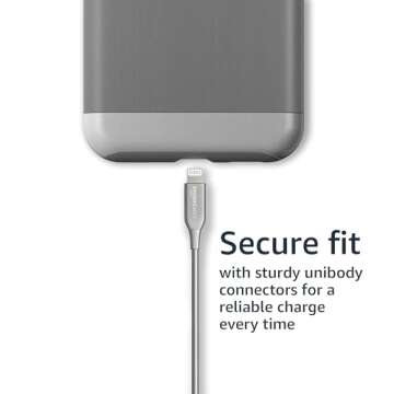 Amazon Basics BS USB-A to Lightning Cable Cord, MFi Certified Charger for Apple iPhone, iPad, Gray, 3-Ft
