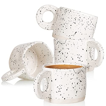 CREATIVELAND Ceramic Coffee Mugs Set - Unique Design, Durable & Microwave Safe