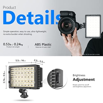 NEEWER 160 LED Dimmable Light for Cameras and Camcorders