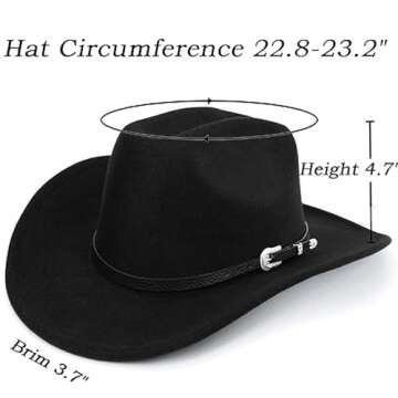 Vintage Western Cowboy Hat for Men Outback Cowgirl Hat Rode Felt Fedora Gus Hat Women M/L