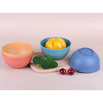 LuckyZone Unbreakable Cereal Bowls - 24 oz Reusable Wheat Straw Bowl Set of 4 - Dishwasher & Microwave Safe - Perfect for Cereal, Soup and Rice - BPA Free, Healthy & Eco-Friendly (4 Color_H)