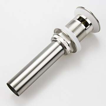 Stylish Bathroom Faucet Vessel Pop Up Sink Drain in Brushed Nickel