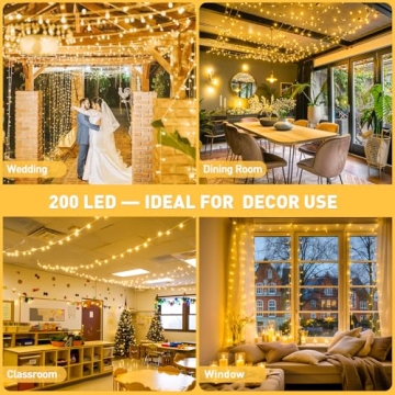 JMEXSUSS 200 LED Christmas Lights Indoor Outdoor, Connectable Warm White Christmas Tree Lights Clear Wire, 66 Ft Twinkle Fairy String Lights Plug in for Bedroom Wedding Christmas Tree Decorations
