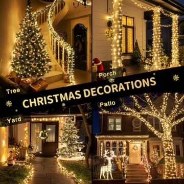 JMEXSUSS 200 LED Christmas Lights Indoor Outdoor, Connectable Warm White Christmas Tree Lights Clear Wire, 66 Ft Twinkle Fairy String Lights Plug in for Bedroom Wedding Christmas Tree Decorations