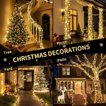 JMEXSUSS 200 LED Christmas Lights Indoor Outdoor, Connectable Warm White Christmas Tree Lights Clear Wire, 66 Ft Twinkle Fairy String Lights Plug in for Bedroom Wedding Christmas Tree Decorations