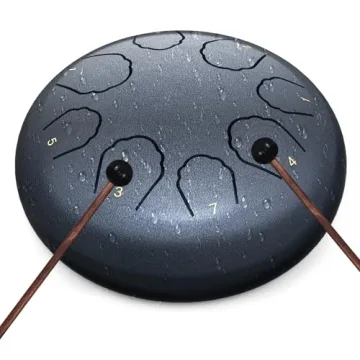 8 Note Navy Blue Steel Tongue Drum - Outdoor Rain Chime for Garden
