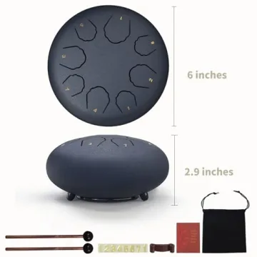 Navy Blue Steel Tongue Drum - 8 Notes