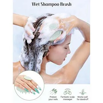 HEETA Shampoo Scalp Brush Massager Hair Growth, Soft Silicone Bristles to Remove Dandruff, Scalp Scrubber for Hair Care Relax Scalp, Brush for Wet Dry Hair, Upgraded Material, Green