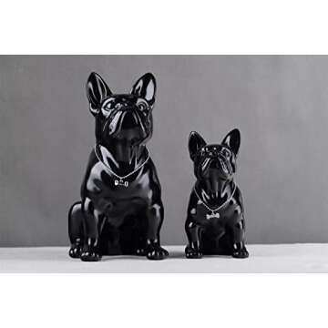 WUBIANJIE French Bulldog Statue Sitting Ceramic Dog Animal Statue Decorative Dog Sculpture for Garde...