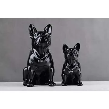 WUBIANJIE French Bulldog Statue Sitting Ceramic Dog Animal Statue Decorative Dog Sculpture for Garde...