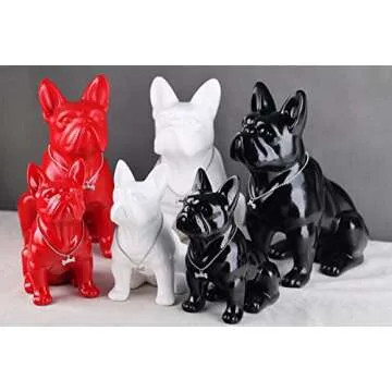 WUBIANJIE French Bulldog Statue Sitting Ceramic Dog Animal Statue Decorative Dog Sculpture for Garden or Home Decor Decorative Living Room Kitchen Bedroom Entrance Bathroom Cabinet (8.6 in, Black)