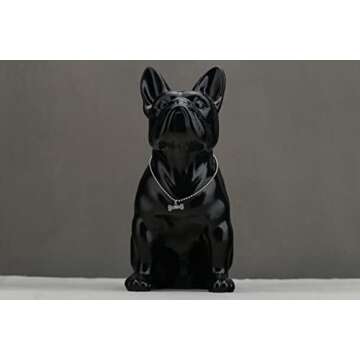 WUBIANJIE French Bulldog Statue Sitting Ceramic Dog Animal Statue Decorative Dog Sculpture for Garden or Home Decor Decorative Living Room Kitchen Bedroom Entrance Bathroom Cabinet (8.6 in, Black)