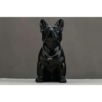 WUBIANJIE French Bulldog Statue Sitting Ceramic Dog Animal Statue Decorative Dog Sculpture for Garden or Home Decor Decorative Living Room Kitchen Bedroom Entrance Bathroom Cabinet (8.6 in, Black)