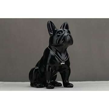 WUBIANJIE French Bulldog Statue Sitting Ceramic Dog Animal Statue Decorative Dog Sculpture for Garden or Home Decor Decorative Living Room Kitchen Bedroom Entrance Bathroom Cabinet (8.6 in, Black)