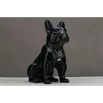 WUBIANJIE French Bulldog Statue Sitting Ceramic Dog Animal Statue Decorative Dog Sculpture for Garden or Home Decor Decorative Living Room Kitchen Bedroom Entrance Bathroom Cabinet (8.6 in, Black)