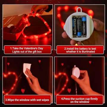 LYUBASA 3 Pack Valentines Day Window Lights Decorations with Timer, Battery Powered Hanging Red Lighted Heart Shaped Silhouette Sucker LED Lamp for 2025 Holiday Fireplace Indoor Home Decor