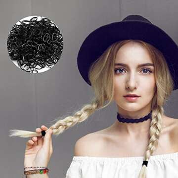 1000 Pack Elastic Hair Ties with Hair Styling Tools