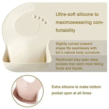 PandaEar Soft Silicone Bibs for Toddlers - Adjustable & Waterproof