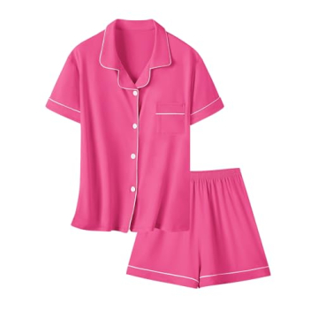 Umeyda Girls Pajamas Set - Adorable 2-Piece Sleepwear in Hot Pink for 9-10 Years