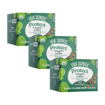 Four Sigmatic Mushroom Coffee Mix Cordyceps and Chaga Pack of 3 (30 Packets Total)