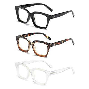 ZXYOO Oversized Square Reading Glasses Set for Women