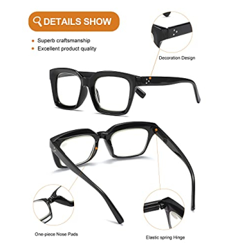 ZXYOO Oversized Square Reading Glasses Set for Women