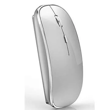 Rechargeable Bluetooth Mouse Wireless Bluetooth Mouse for iPad pro iPad Air Mac MacBook Pro MacBook Air Laptop Chromebook Windows HP DELL (Silver)