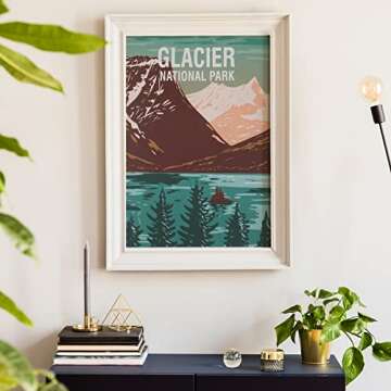 Gersoniel 16 Pieces National Park Posters Vintage of 16 Travel Prints Wall Art Abstract Wall Art and Mountain Print Set Abstract Travel Unframed for Living Room Bedroom Bathroom Decor (Vintage Style)