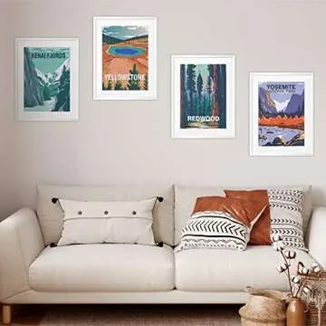 Gersoniel 16 Pieces National Park Posters Vintage of 16 Travel Prints Wall Art Abstract Wall Art and Mountain Print Set Abstract Travel Unframed for Living Room Bedroom Bathroom Decor (Vintage Style)