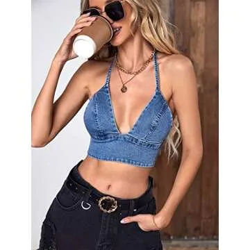 Stylish SweatyRocks Backless Tie Back Halter Top