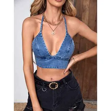 Stylish SweatyRocks Backless Tie Back Halter Top