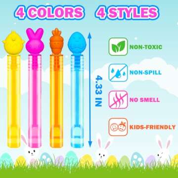 Vibrant 20 Pack Easter Mini Bubbles Wands - Fun Kids Party Favors