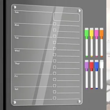 Clear Acrylic Weekly Meal Planner Magnetic Board - 12x9''