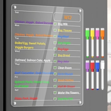 Acrylic Meal Planner Magnetic Board for Kitchen Organization